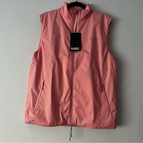 NWT Rains Padded Nylon Vest Pink Sky Small - Picture 3 of 11